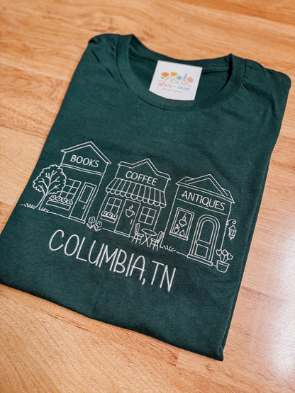 Adult Custom Small Town Embroidered  Comfort Colors Tee
