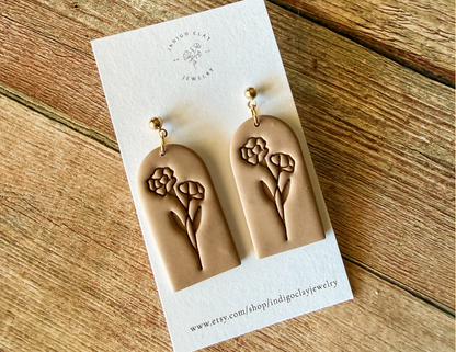 Handmade Clay Flower Arch Earrings