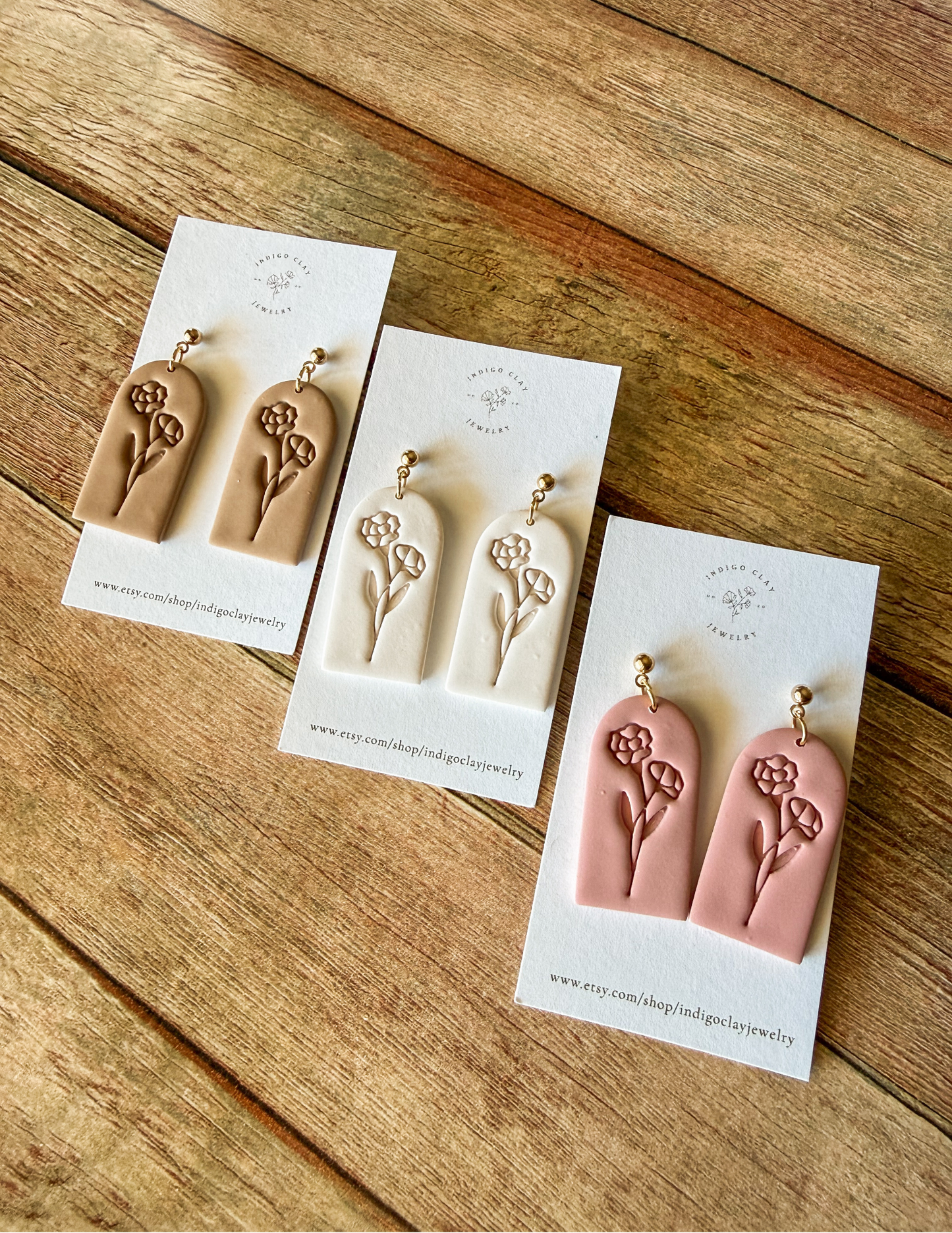 Handmade Clay Flower Arch Earrings